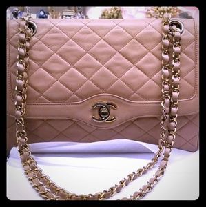 Authentic Chanel lambskin double flap handbag